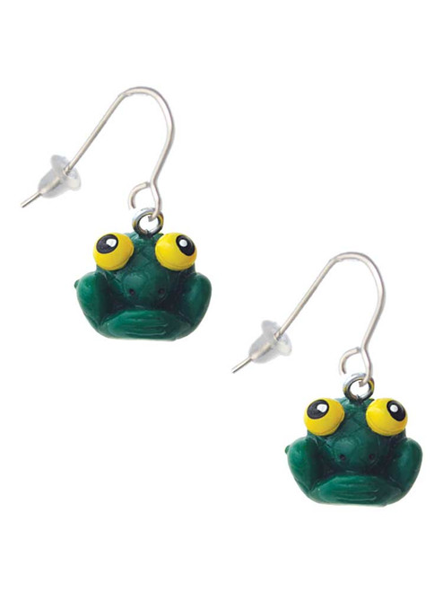 Resin Big Eyed Frog French Earrings
