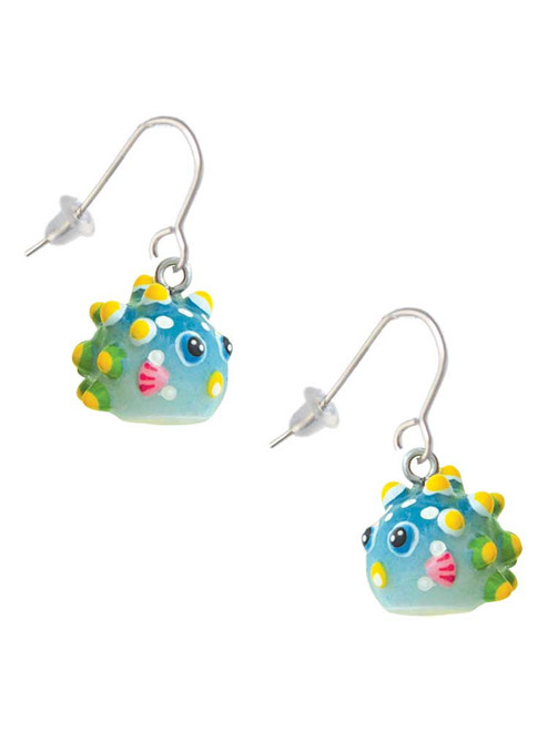Resin Blowfish French Earrings