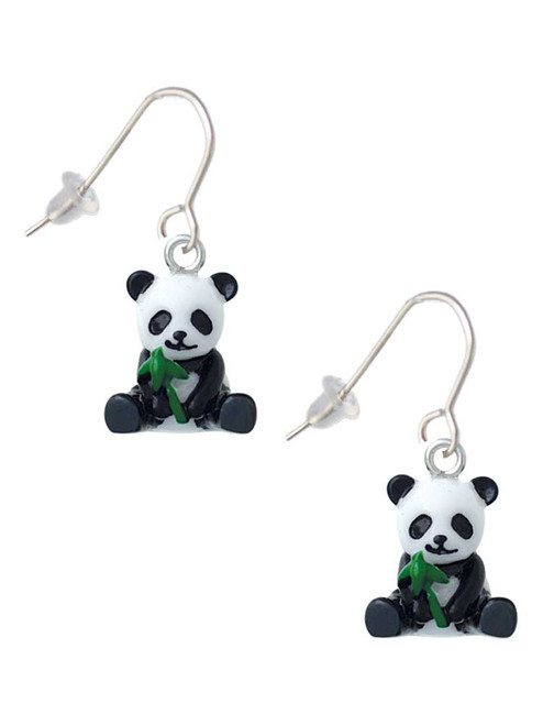 Resin Panda Bear French Earrings