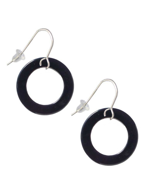Acrylic 7/8" Ring Black French Earrings