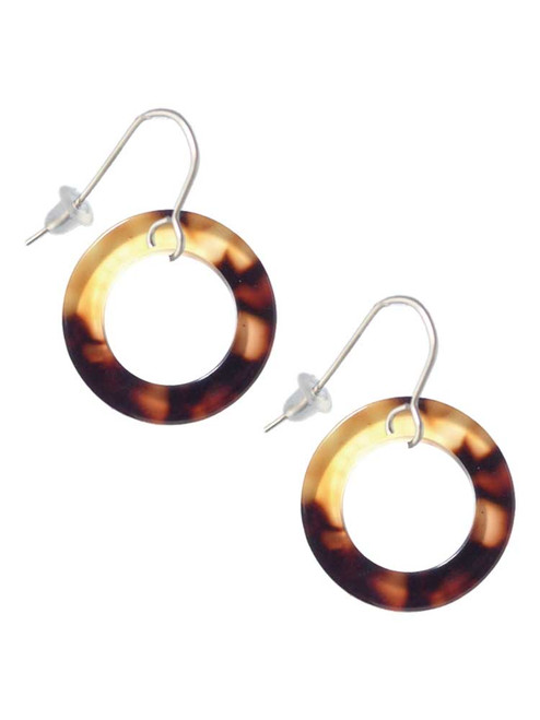 Acrylic 7/8" Ring Mixed Brown and Yellow French Earrings