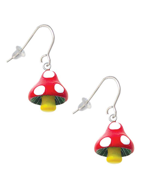 Resin Red Spotted Mushroom French Earrings