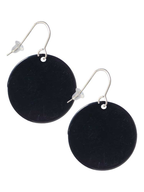 Acrylic 1 1/8" Disc Black French Earrings