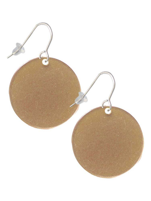 Acrylic 1 1/8" Disc Gold Tone French Earrings