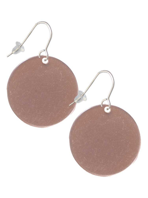 Acrylic 1 1/8" Disc Rose Gold Tone French Earrings