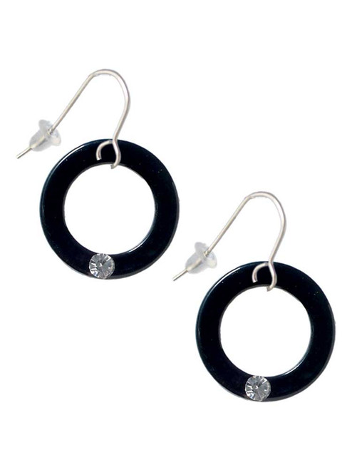 Acrylic 7/8" Ring with 4mm Crystal Black French Earrings