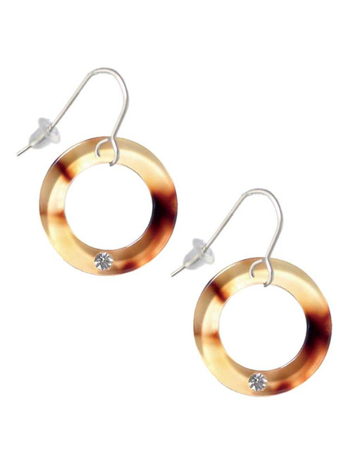 Acrylic 7/8" Ring with 4mm Crystal Mixed Brown and Yellow French Earrings