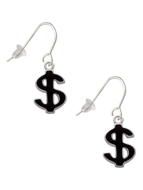Black Dollar Sign French Earrings