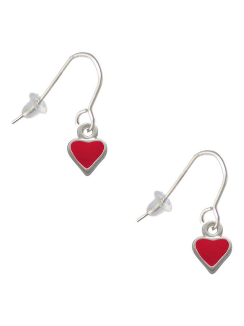Mini 2-D Red Heart French Earrings
