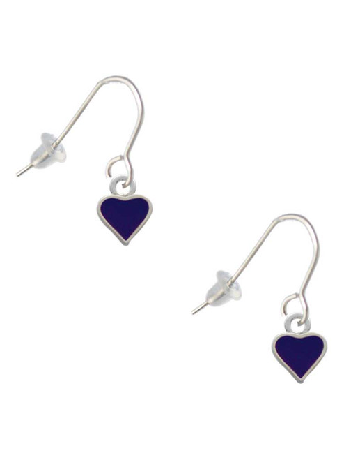 Mini Two Sided Purple Heart French Earrings