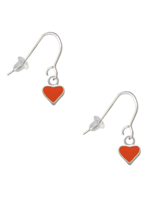 Mini Two Sided Orange Heart French Earrings