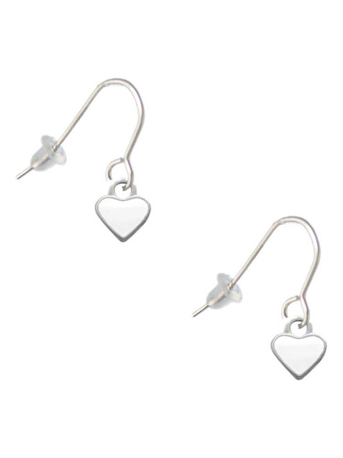 Mini Two Sided White Heart French Earrings
