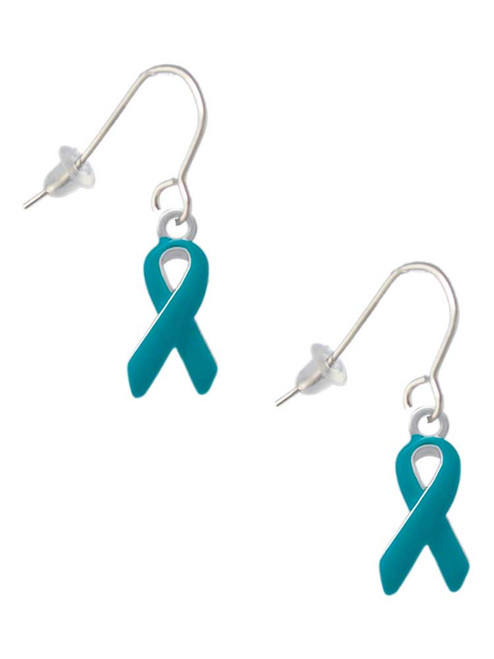 Teal Ribbon French Earrings