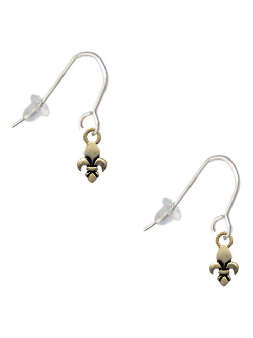 Mini Gold Tone Fleur de Lis French Earrings