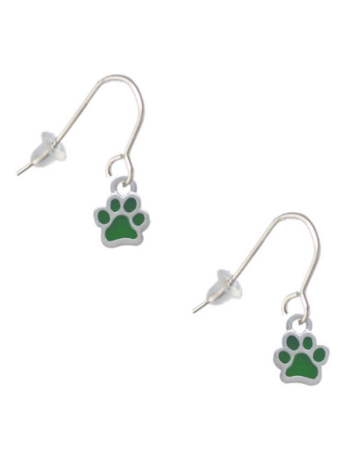 Mini Translucent Green Paw French Earrings