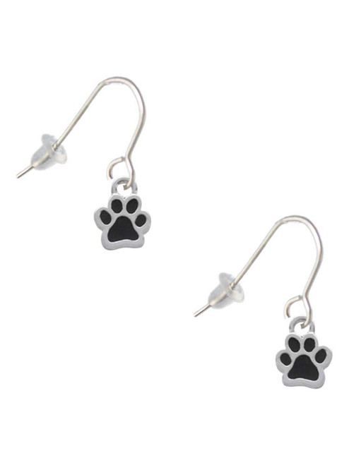 Mini Translucent Black Paw French Earrings