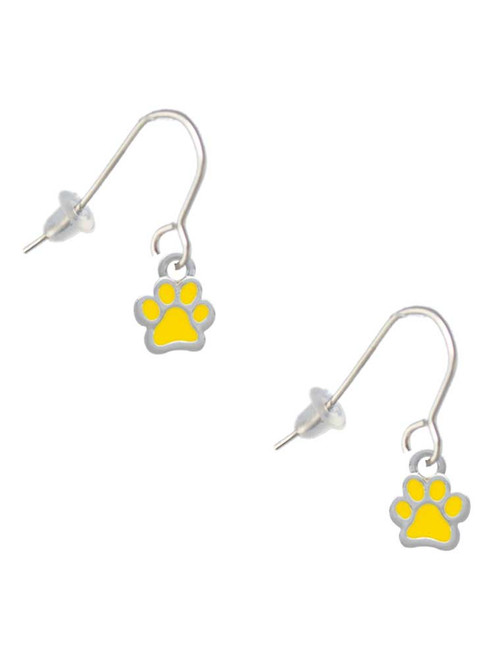 Mini Translucent Yellow Paw French Earrings