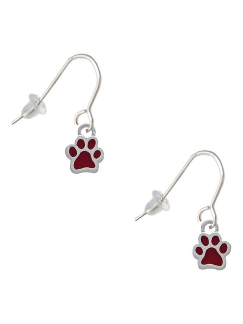 Mini Translucent Maroon Paw French Earrings