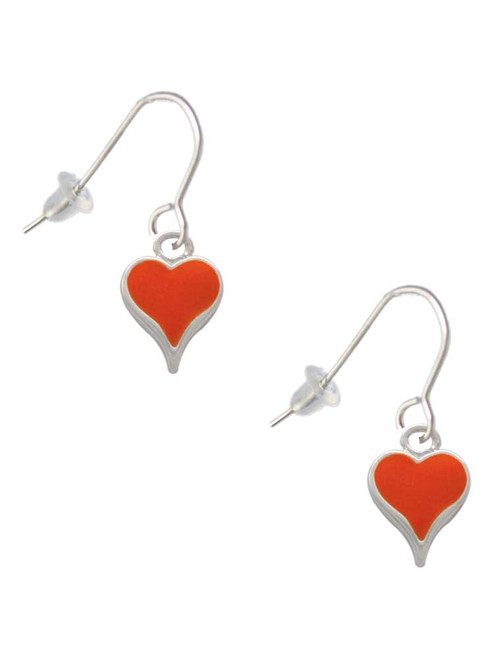 Small Long Orange Heart French Earrings