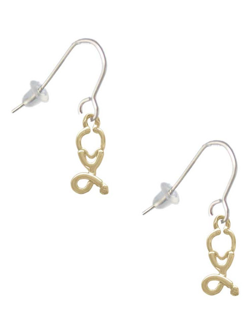 Gold Tone Stethoscope French Earrings