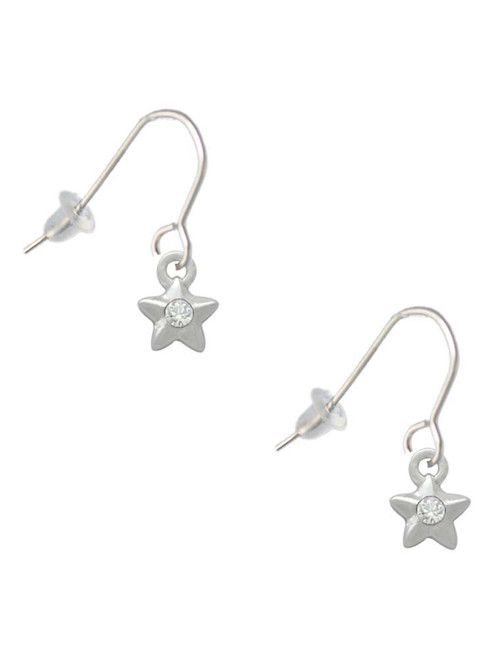 Mini Star with Clear Crystal French Earrings