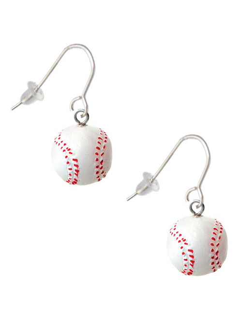 Resin 1/2" Baseball French Earrings