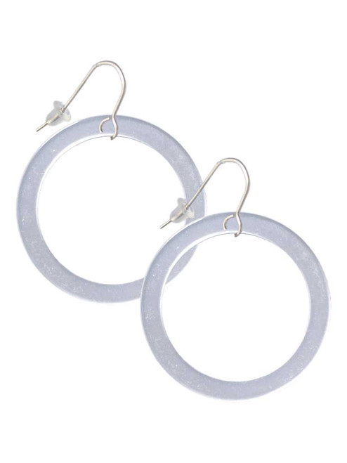 Acrylic 1 1/2" Ring Imitation Pearl French Earrings
