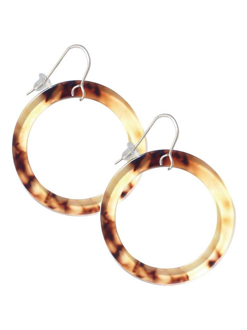 Acrylic 1 1/2" Ring Mixed Brown and Yellow French Earrings