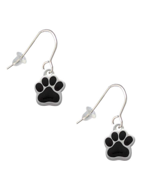 Small Black Paw French Earrings