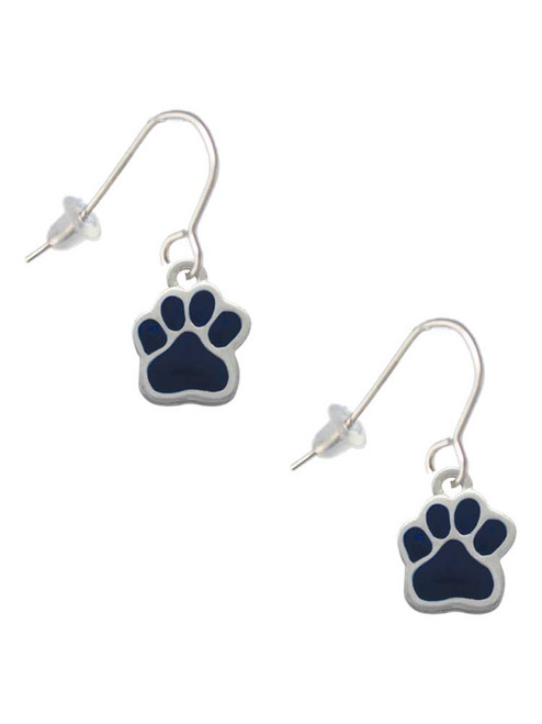 Small Navy Blue Paw French Earrings