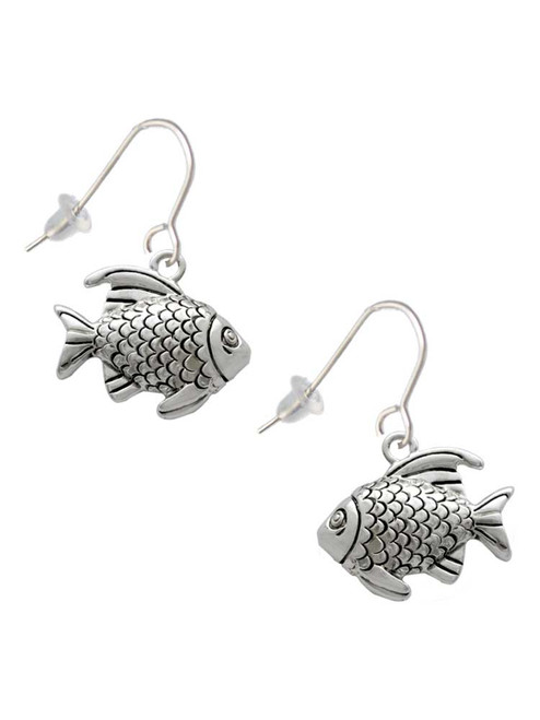Antiqued Fish French Earrings