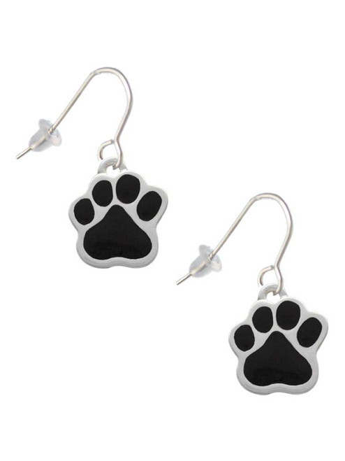 Large Black Paw French Earrings