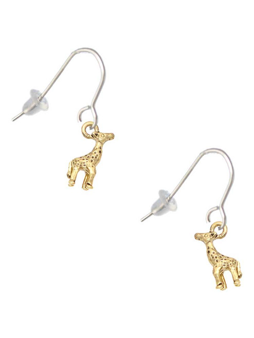 Gold Tone Mini Giraffe French Earrings