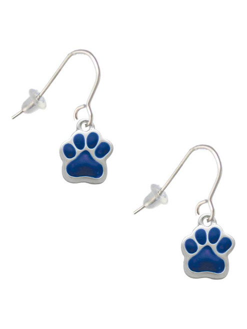 Small Royal Blue Paw French Earrings