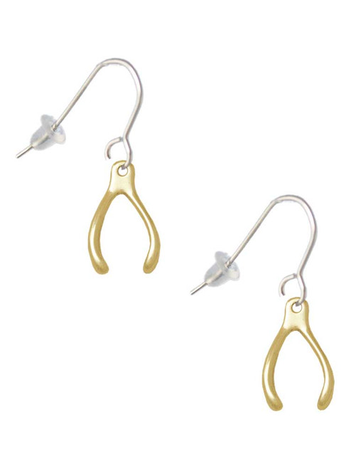 Gold Tone Wishbone French Earrings