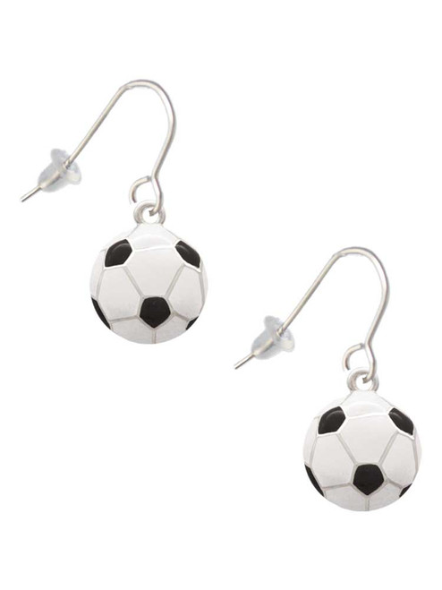 Large Enamel Soccer ball French Earrings