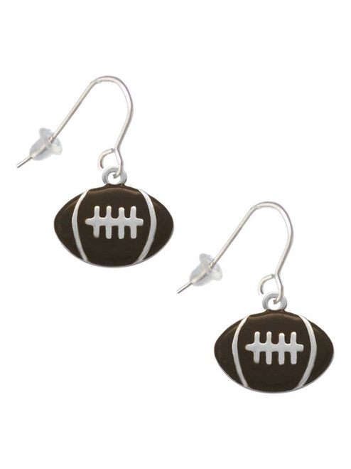 Large Enamel Football French Earrings