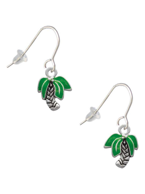Mini Enamel Palm Tree French Earrings