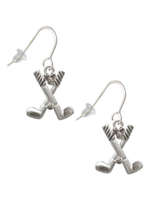 Golf Clubs with Golf Ball French Earrings