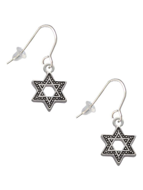 Star of David with Beaded Border French Earrings