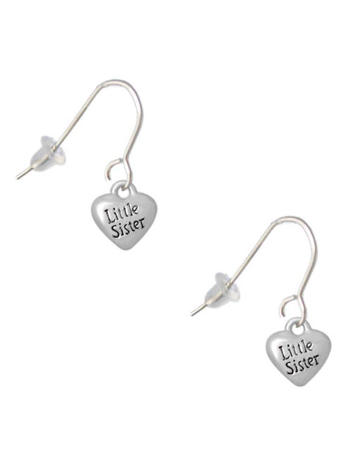Mini 3-D ''Little Sister'' Heart French Earrings