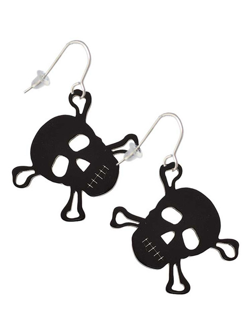 Acrylic Large Black Skull French Earrings