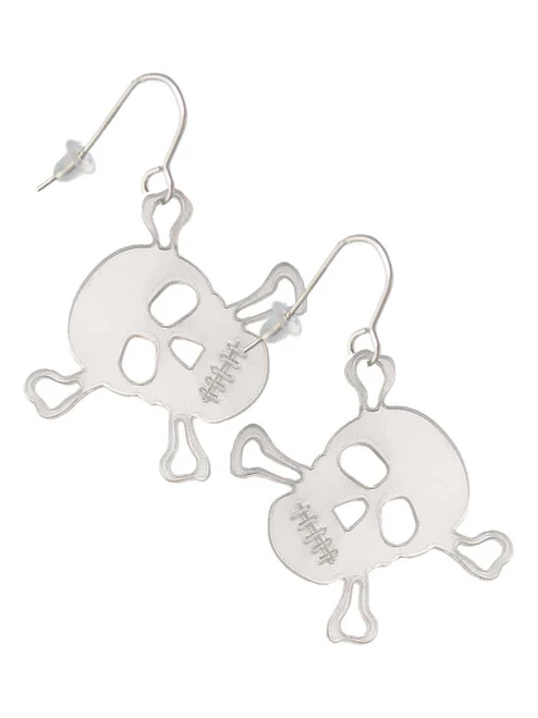 Acrylic Large Mirror Skull French Earrings