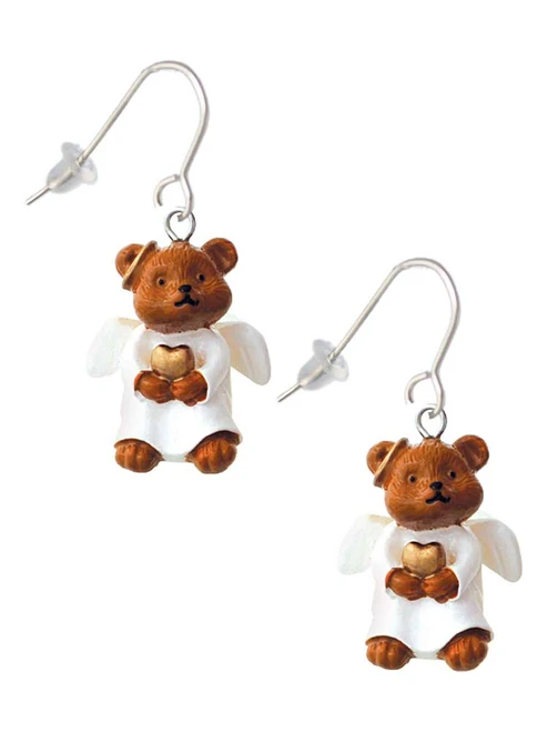 Resin Angel Bear French Earrings