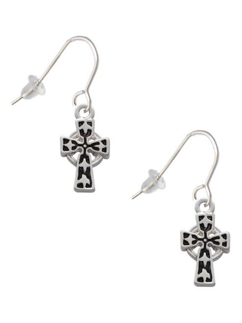 Antiqued Celtic Cross French Earrings