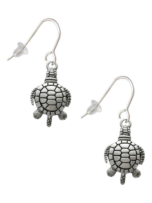 Antiqued Sea Turtle French Earrings