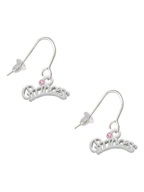 Princess with Pink Crystal French Earrings