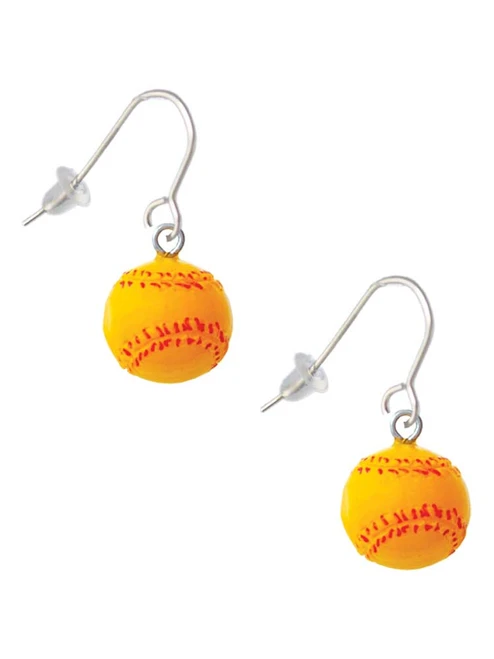 Resin 1/2" Softball French Earrings