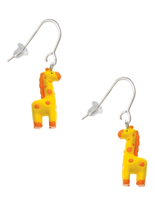Resin Yellow Geronimo the Giraffe French Earrings