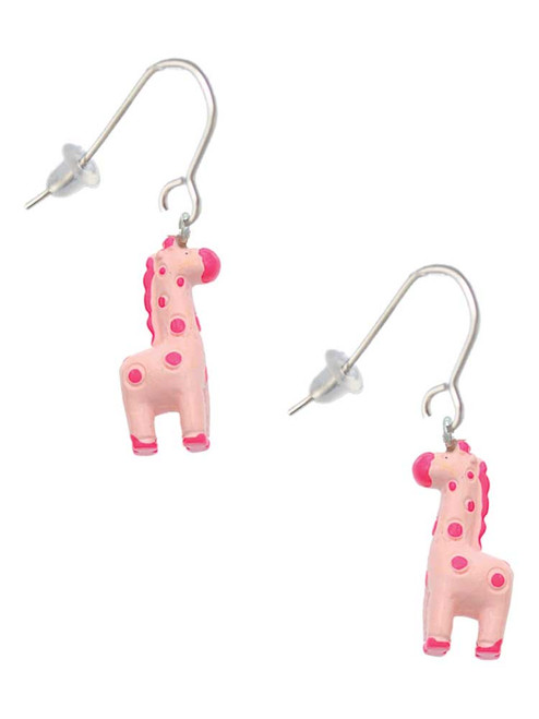 Resin Pink Geronimo the Giraffe French Earrings